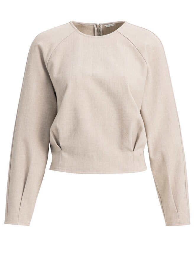 Yaya flanellen top plooien beige