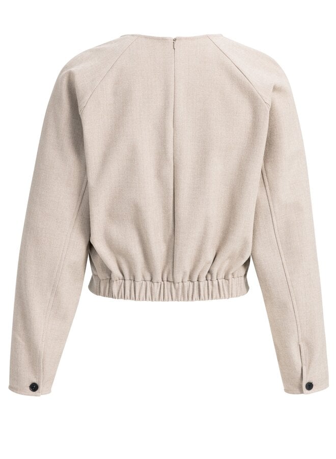 Yaya flanellen top plooien beige
