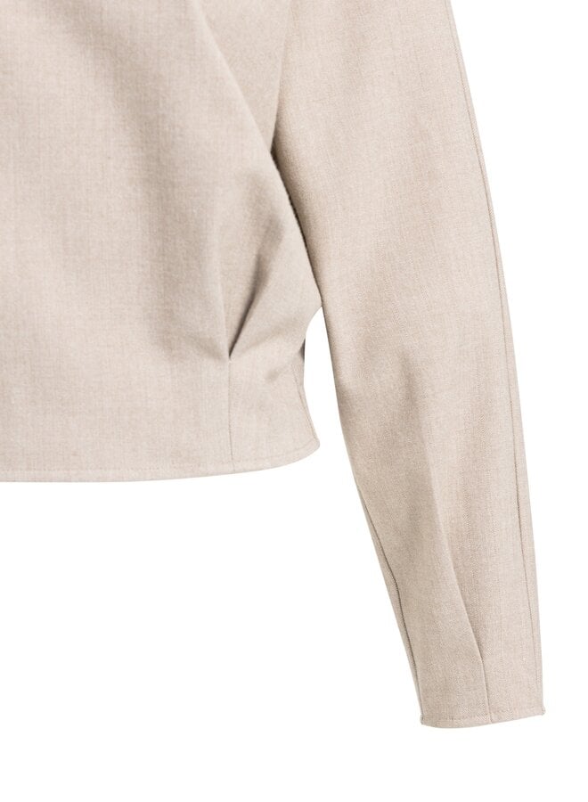 Yaya flanellen top plooien beige