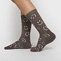 10days long socks all over smile brown/grey