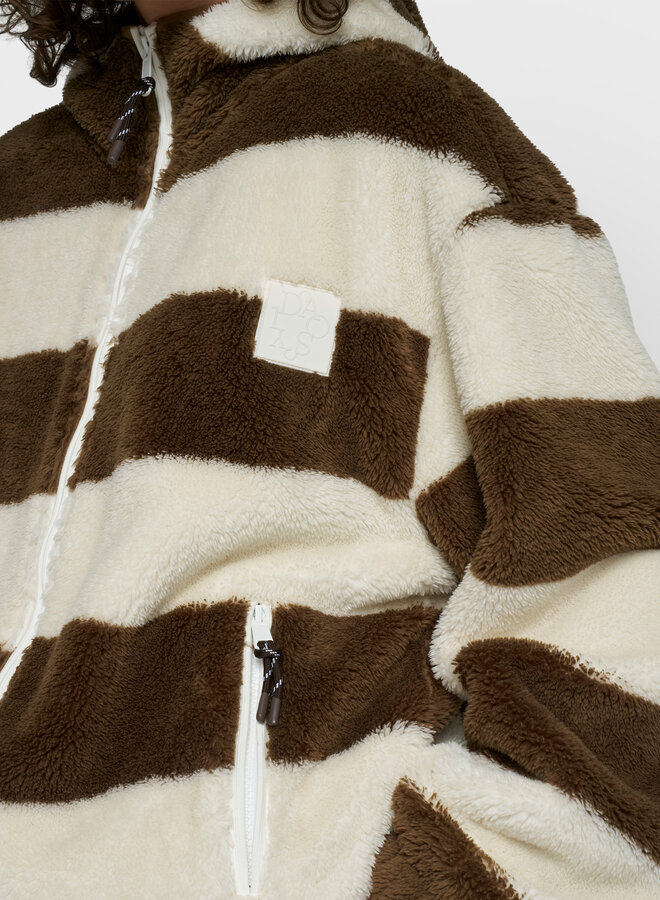 10DAYS teddy zip hoodie stripes pearl/brown