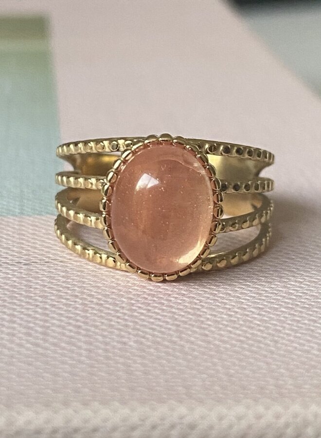 Ellen beekmans 4 delige ring met ovale steen apricot