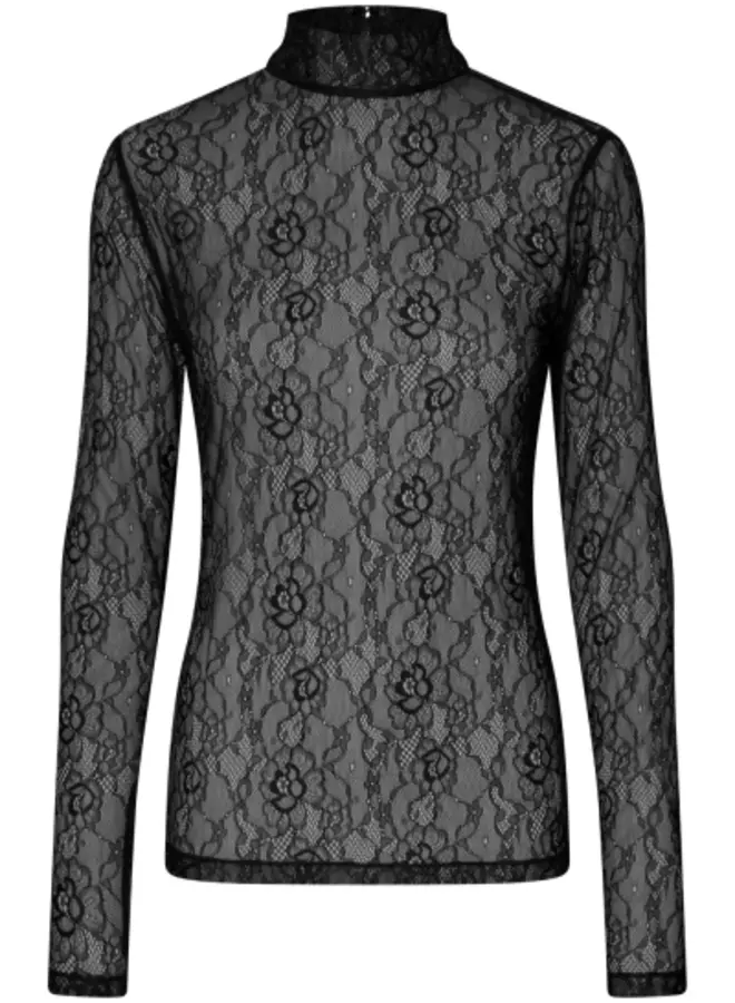 Second Female luria ls lace top black