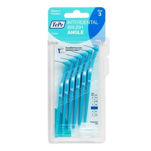 TePe TePe Angle blauw 0,6 mm rager - 6st TePe TePe Angle blauw 0,6 mm rager - 6st