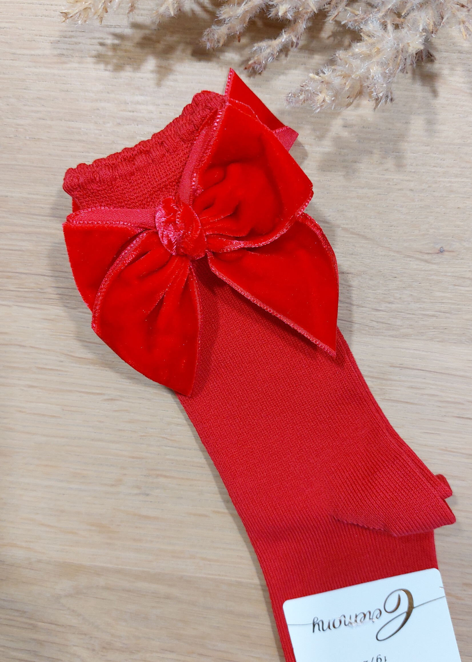 JC CASTELLA | Rode kniekousjes velvet strik