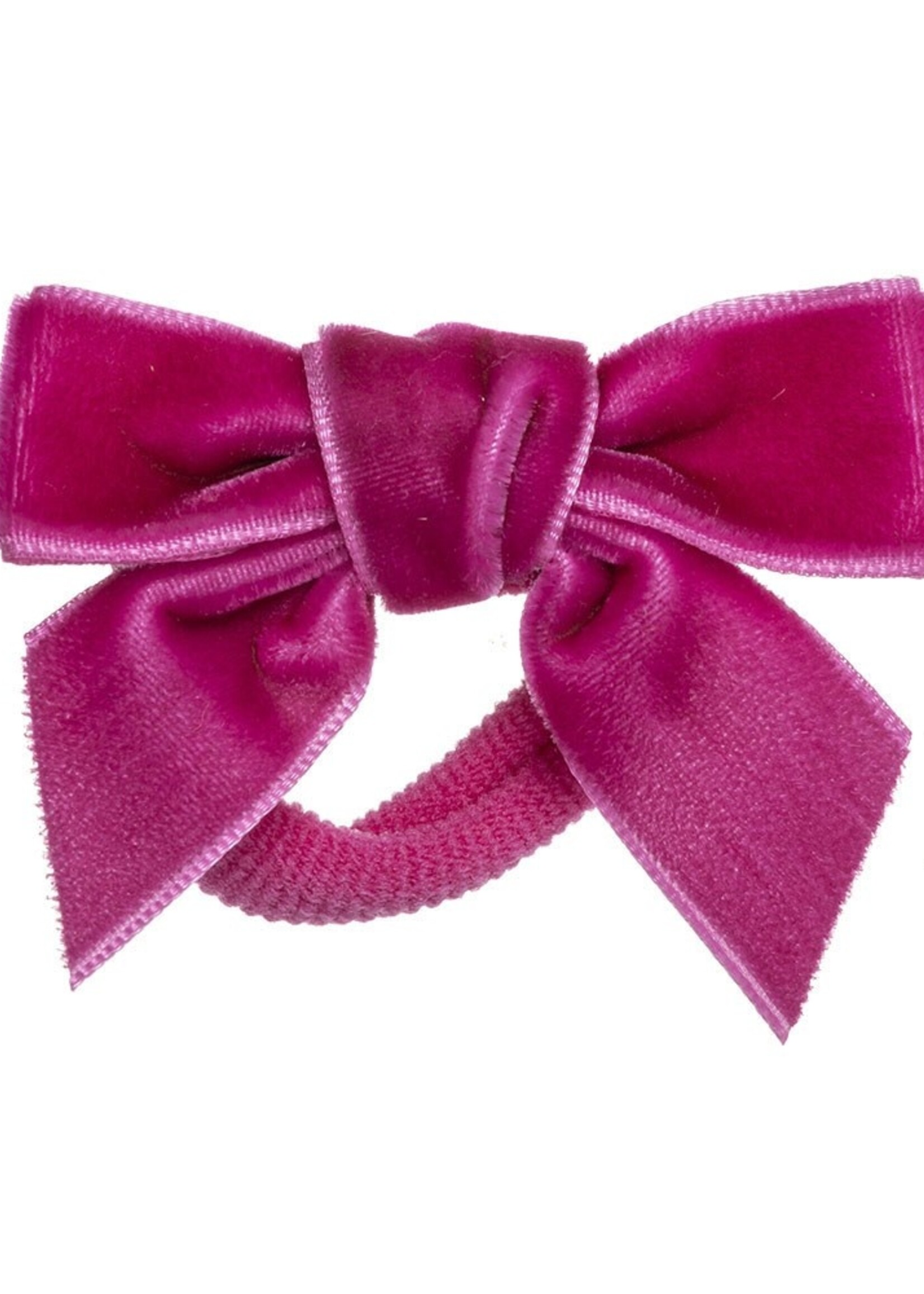 SIENA SIENA | Haarelastiekje fuchsia met velvet strikje