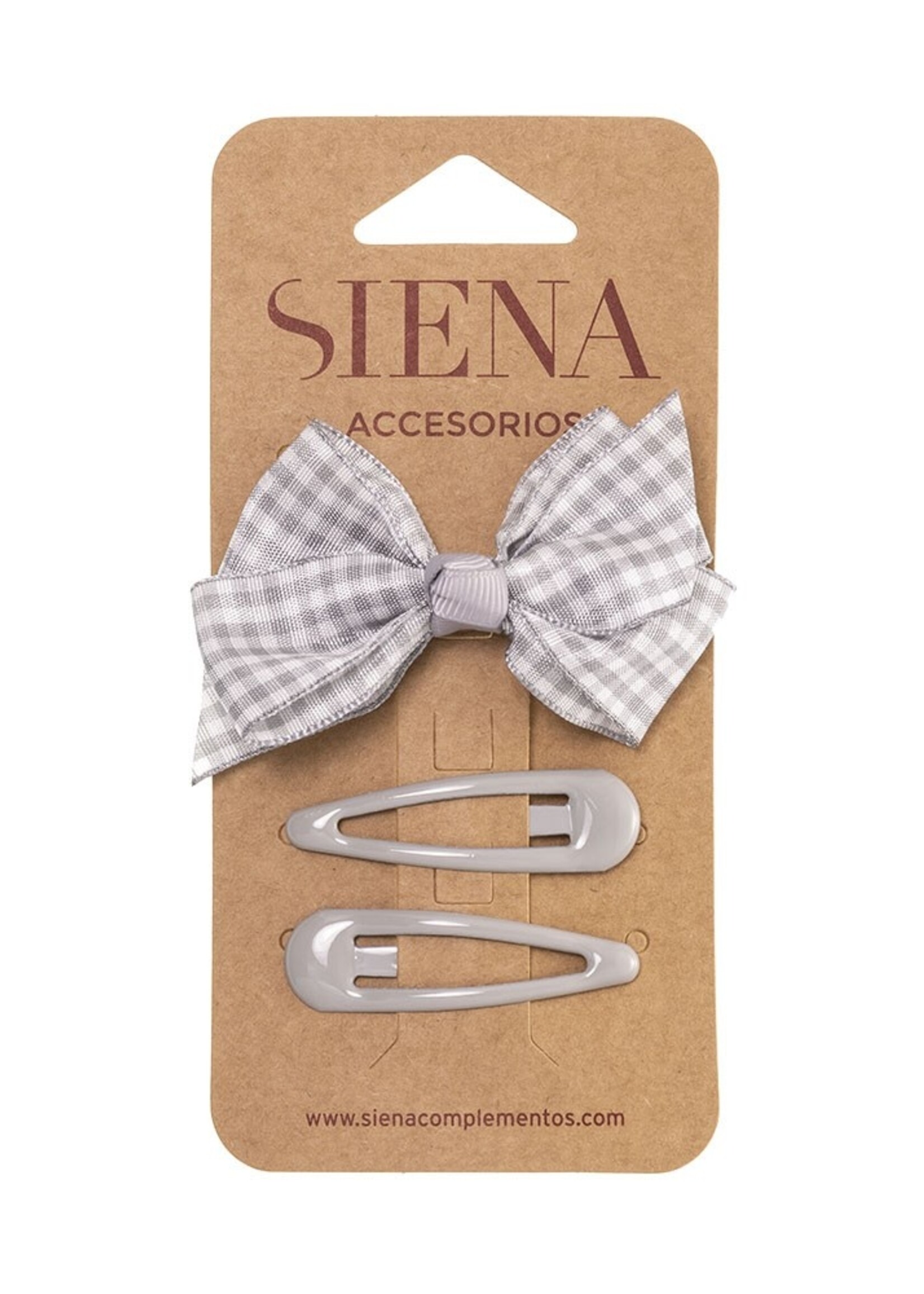SIENA SIENA | Setje haarspeldjes vichy grijs