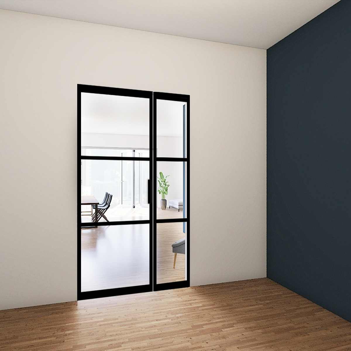 Einfache Pendeltür mit Seitenlicht - Anpassung - Staalo Deutschland