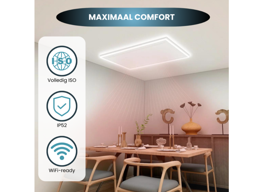 Wifi infraroodpaneel met led verlichting 63x128 cm 840Watt