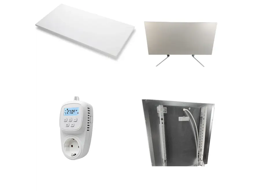 Set verplaatsbaar infrarood paneel 850 watt met thermostaat