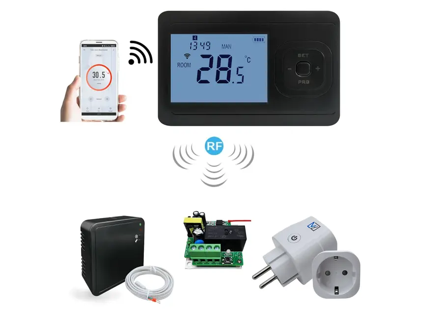 "Echo wifi" Draadloze wifi thermostaat Zwart - programmeerbaar