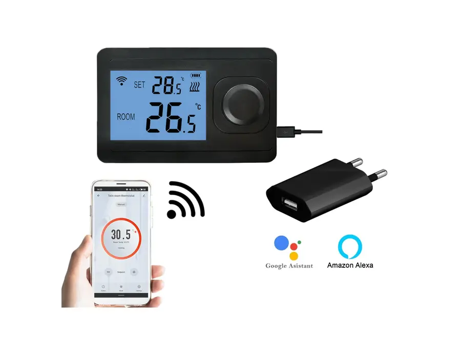 "Otus Wifi" Draadloze RF Wifi thermostaat - Mat Zwart