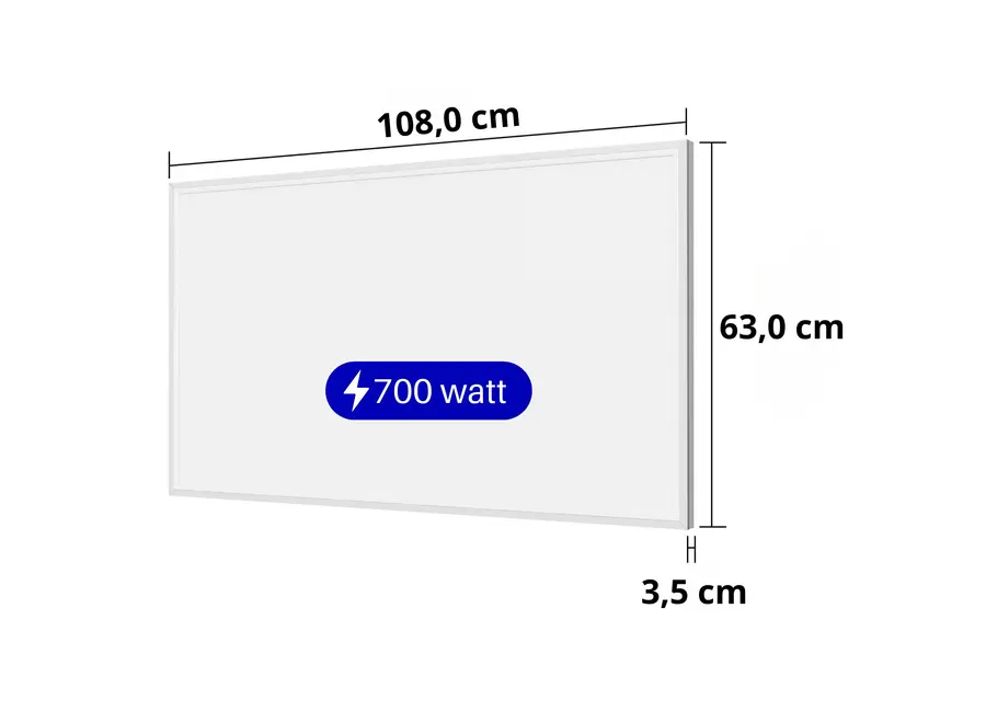Infrarood paneel Monza met LED verlichting - 700W - 63 x 108 cm - Wifi / zonder wifi (FSK)