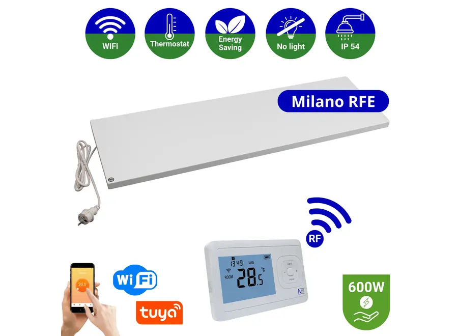 Infrarood Paneel Milano RFE - Draadloze thermostaat - 30 x 150 cm - 600 Watt