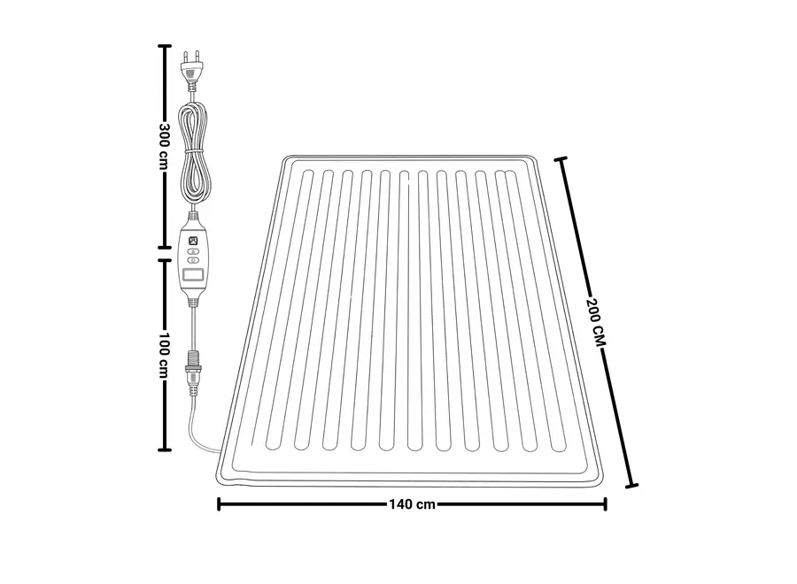 Tapijtverwarming "Stromboli" met 8 warmtestanden 140 x 200 cm