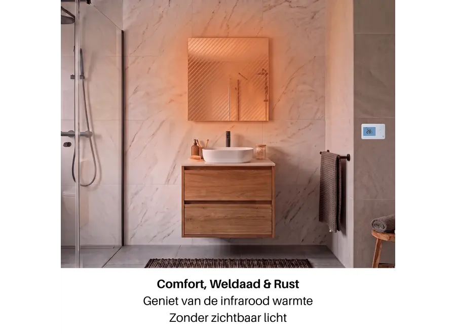 Infrarood Spiegel Palermo RFE - Draadloze thermostaat - 60 x 60 cm - 320 Watt