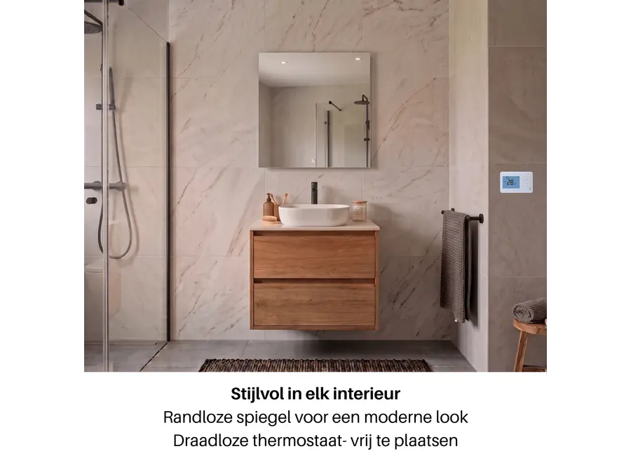 Infrarood Spiegel Palermo RFE - Draadloze thermostaat - 60 x 60 cm - 320 Watt