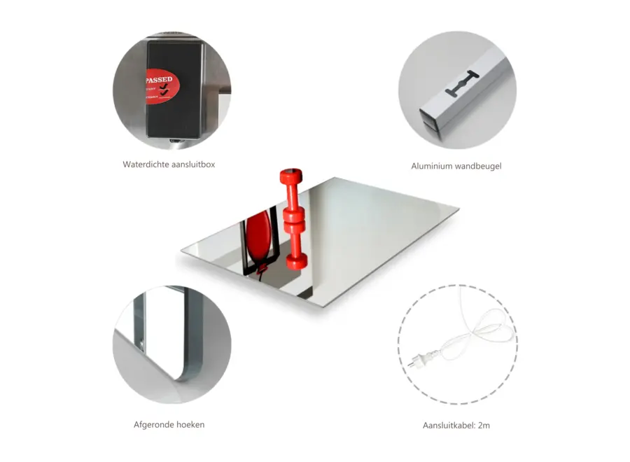 Infrarood Spiegel Palermo RFE - Draadloze thermostaat - 60 x 80 cm - 450 Watt