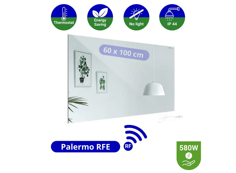 Infrarood Spiegel Palermo RFE - Draadloze thermostaat - 60 x 100 cm - 580 Watt