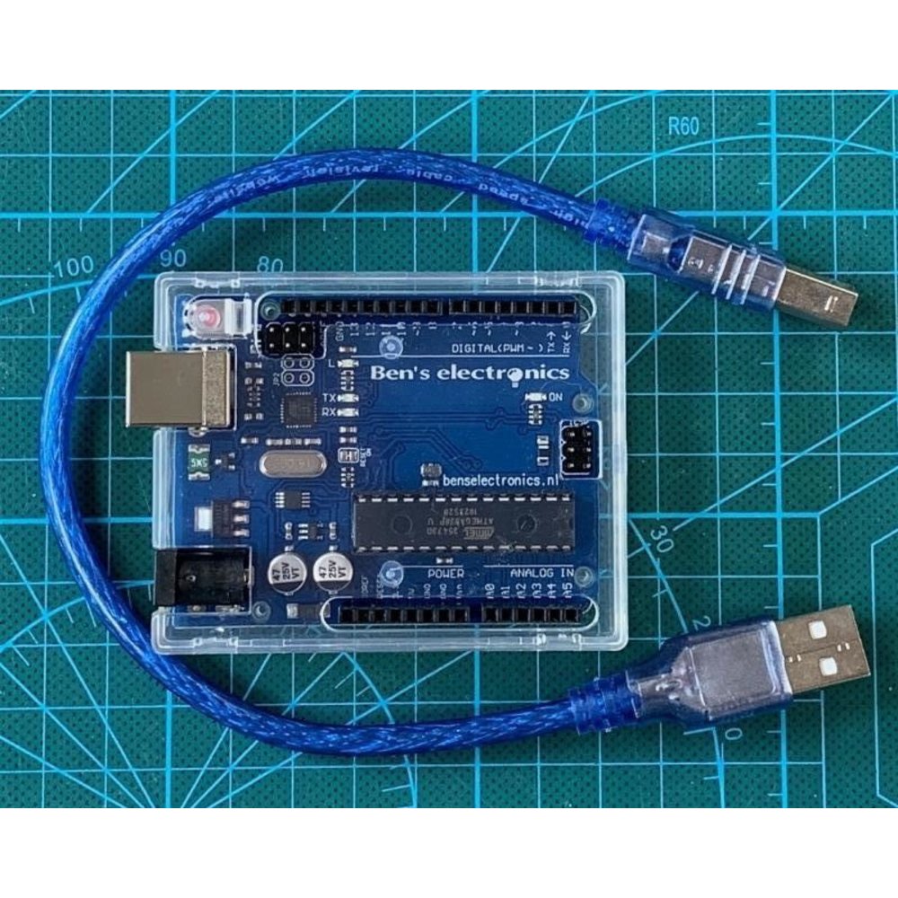 Uno r3 incl. usb kabel en behuizing - Ben's electronics