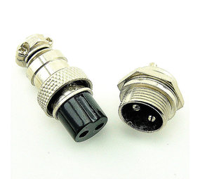 Chassis connector 2 polig incl stekker (set) Chassis connector 2 polig incl stekker (set)
