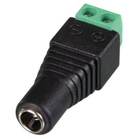 DC contra stekker 5.5 x 2.1mm naar schroefterminal DC contra stekker 5.5 x 2.1mm naar schroefterminal