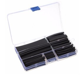 Krimpkous set in kunststof box 150 stuks zwart