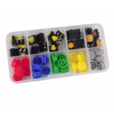 Push button set met kap 25 stuks in kunststof box