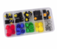 Push button set met kap 25 stuks in kunststof box