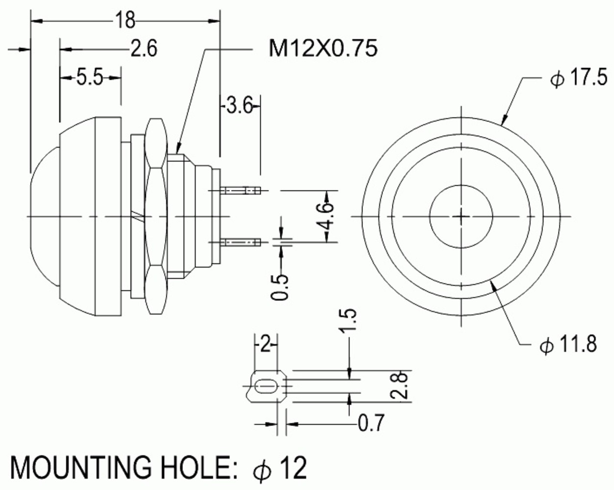 PBS33B drukknop wit terugverend maakcontact
