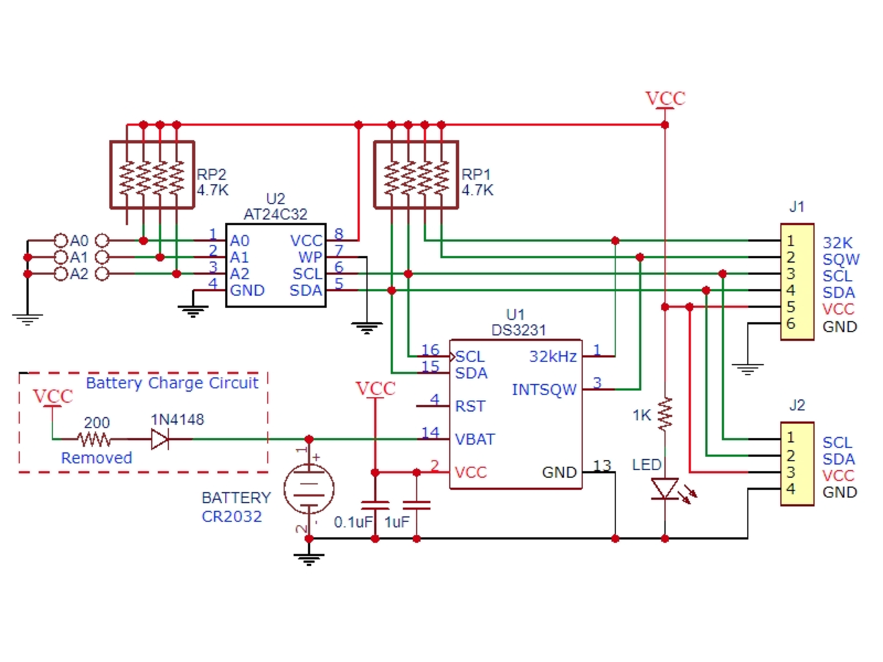 DS3231 klokmodule met batterij DS3231 klokmodule met batterij