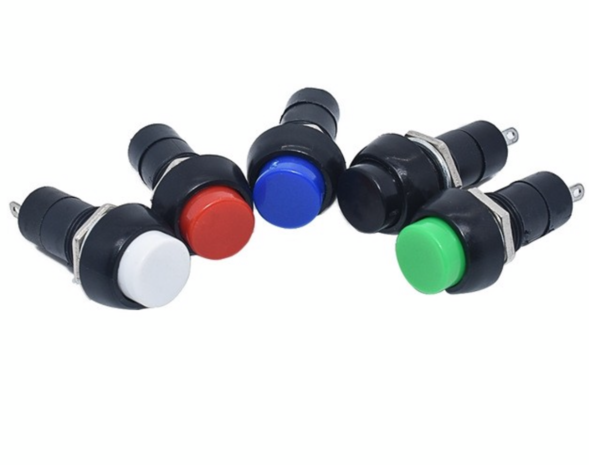 Inbouw drukknop terugverend blauw