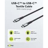USB-C™ naar USB-C™ textielkabel met metalen pluggen (spacegrijs/zilver), 1 m