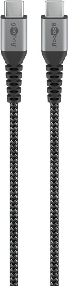 USB-C™ naar USB-C™ textielkabel met metalen pluggen (spacegrijs/zilver), 1 m USB-C™ naar USB-C™ textielkabel met metalen pluggen (spacegrijs/zilver), 1 m