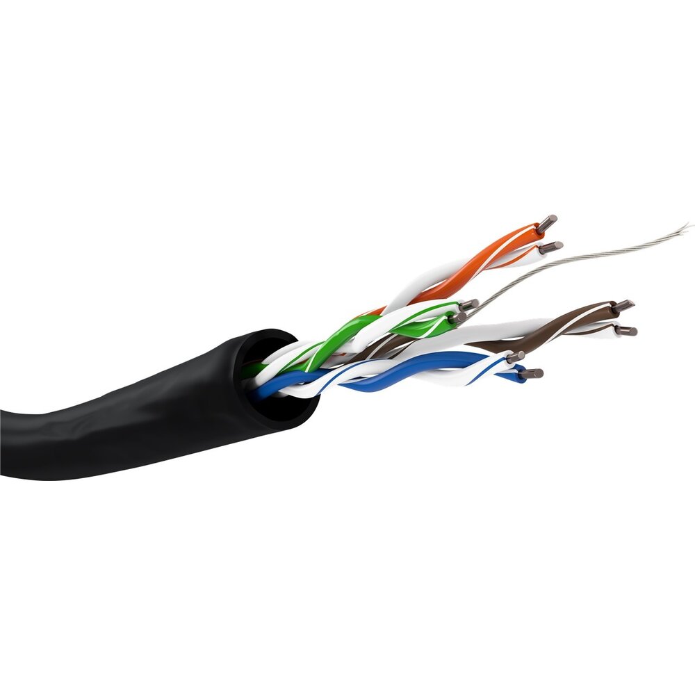 CAT6 S/FTP - 50m buitenkabel op rol stug zwart CCA