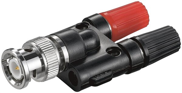 BNC mannelijk > 2x 4 mm banaan vrouwelijk BNC mannelijk > 2x 4 mm banaan vrouwelijk