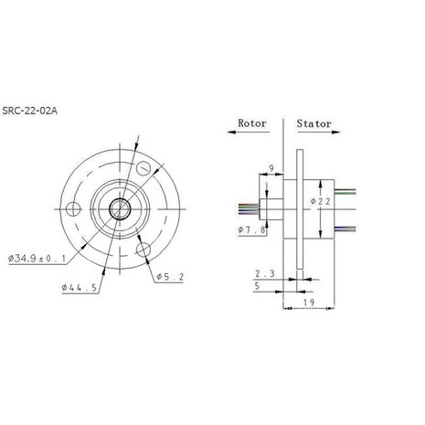 Sleepring sleepcontact 360 graden  2 draads 2A