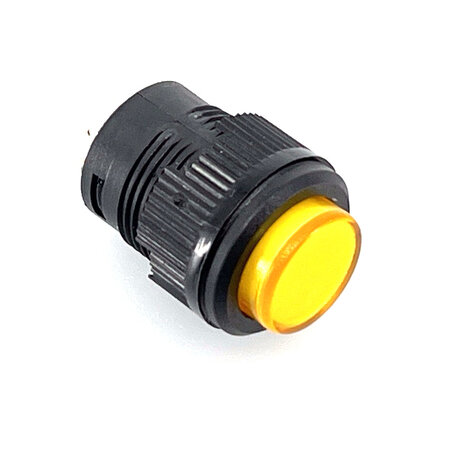 Drukknop geel vasthoudend met verlichting Drukknop geel vasthoudend met verlichting