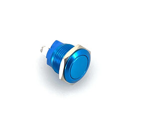 Drukknop aluminium blauw met schroefterminal