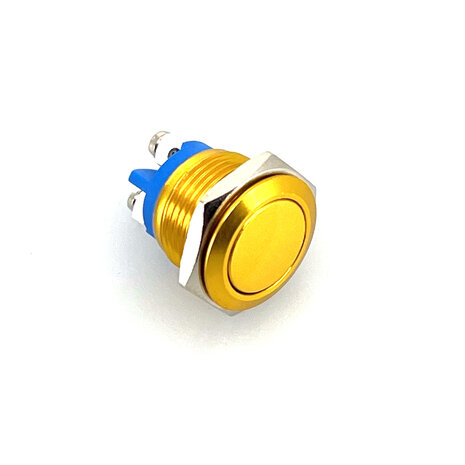 Drukknop aluminium geel met schroefterminal Drukknop aluminium geel met schroefterminal