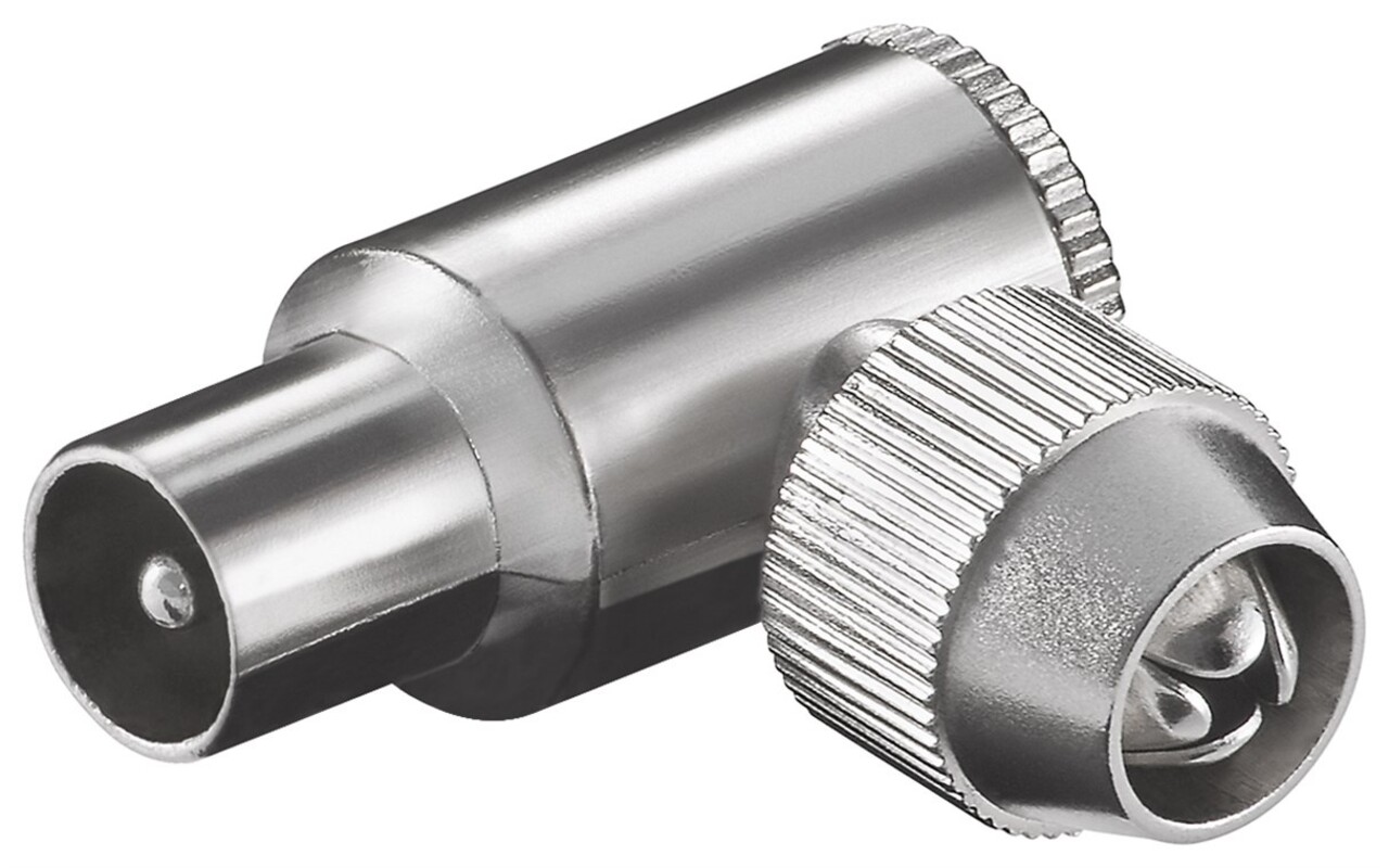 Coaxiale haakse stekker met schroefbevestiging Coaxiale haakse stekker met schroefbevestiging