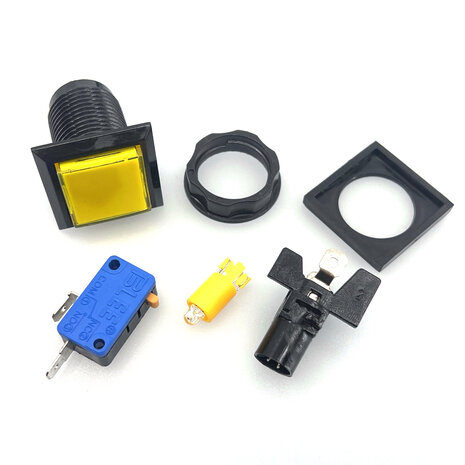 Arcade 33mm Button Vierkant Wit