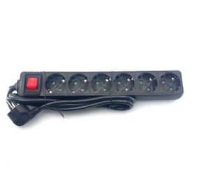 6-voudige stekkerdoos met schakelaar, 1,5 m, zwart