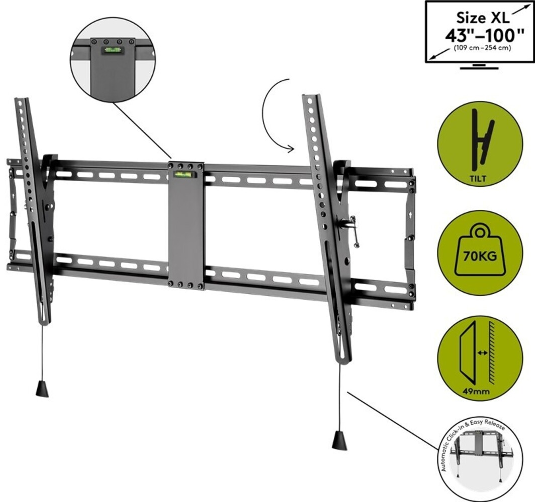 TV-muurbeugel Pro TILT (XL). 43-100 inch TV-muurbeugel Pro TILT (XL). 43-100 inch