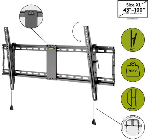 TV-muurbeugel Pro TILT (XL). 43-100 inch TV-muurbeugel Pro TILT (XL). 43-100 inch