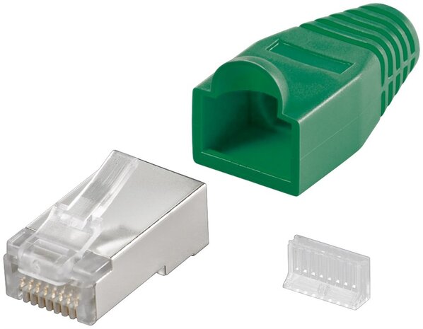 RJ45-stekker, CAT 5e STP afgeschermd met rubbeer  voor knikverlichting