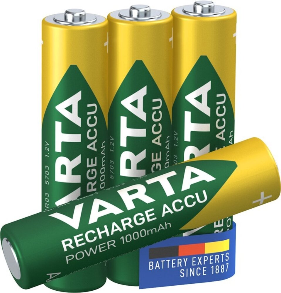 AAA (Micro)/HR03 (5703) Oplaadbaar - 1000 mAh, 4 stuks. in blister