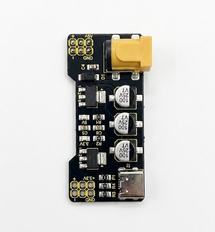 Breadboard Power Supply Module – Dual 3.3V / 5V met USB-C & DC Jack