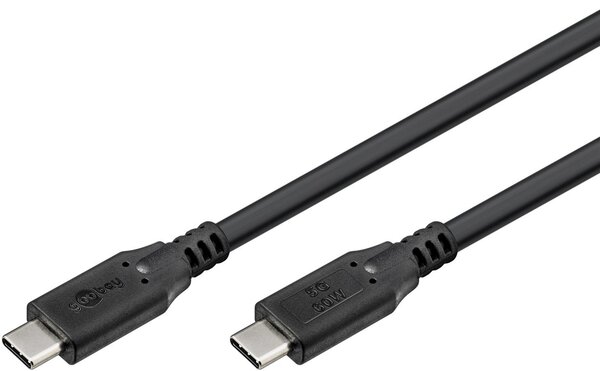 USB-C-kabel, 3 m, zwart 60 W, 3 A, 5 Gbit/s, USB 3.2, USB-C-kabel, 3 m, zwart 60 W, 3 A, 5 Gbit/s, USB 3.2,