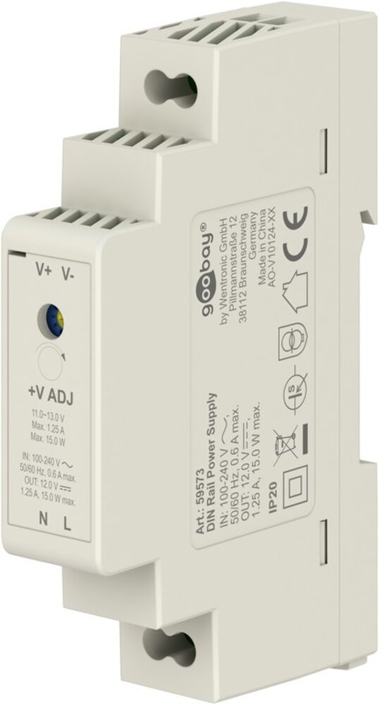 DIN-railvoeding 12 V (DC), 1,25 A, 15 W